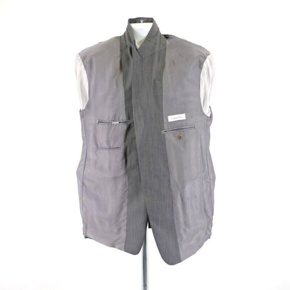 Calvin Klein Wool Gray Birdesye Peak Lapel 44L Blazer 2 Button‎ Tagged 46R - Picture 11 of 13